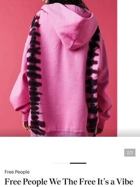 Free People Pink Hoodie with Purple Tie-Dye Side Panels. Size M.